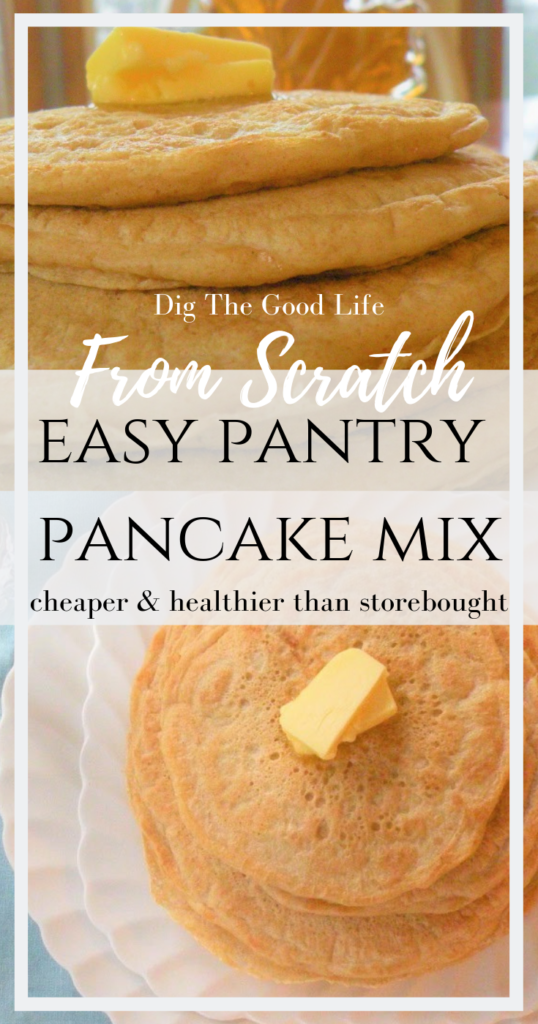 Easy, from scratch pantry pancake mix recipe. Whip up a quick batch of fluffy pancakes; quick and simple! Healthier than storebought mixes.