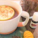 Warm and spicy hot tea with Thieves essential oil. Warm up and support your immune system this winter with a cup of this!