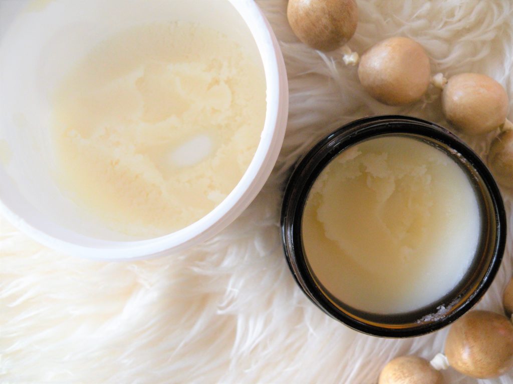Shea butter and tallow balm are wonderful moisturizers for dry winter skin.