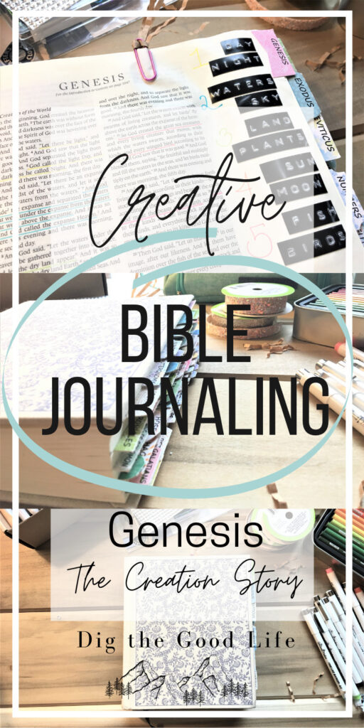 Bible journaling the days of creation pinnable image