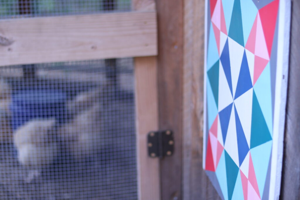 barn quilt on chicken coop