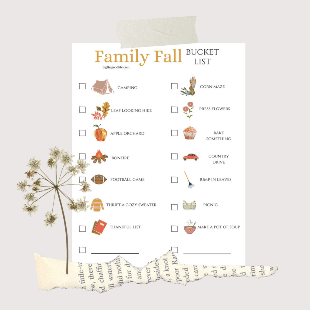 Fall Family Bucket List Printable